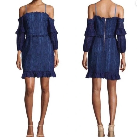 Parker Irma Navy Lace Off the Shoulder Dress Size 2. $50.00 Discounted Shipping. - Picture 2 of 4